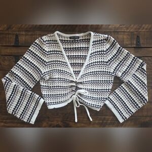 EUC Emory Park Crochet Knit Cardigan in Black and Cream